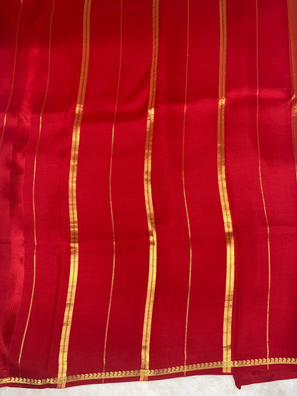 Pure Zari Mysore Silk Saree Paisely Border In Red With Self Color Blouse