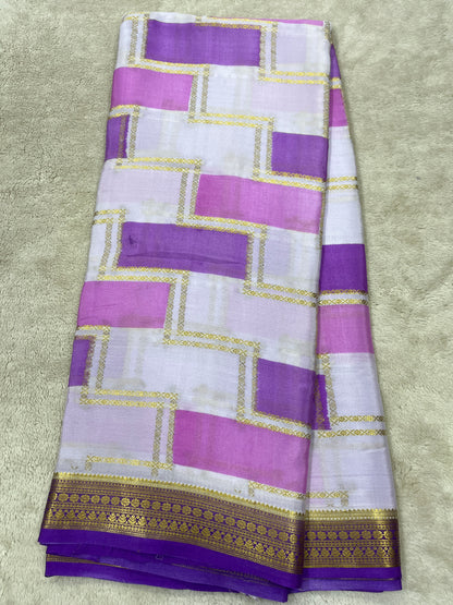 Pure crepe Mysore silk- Shaded Mix Checks(1145313)