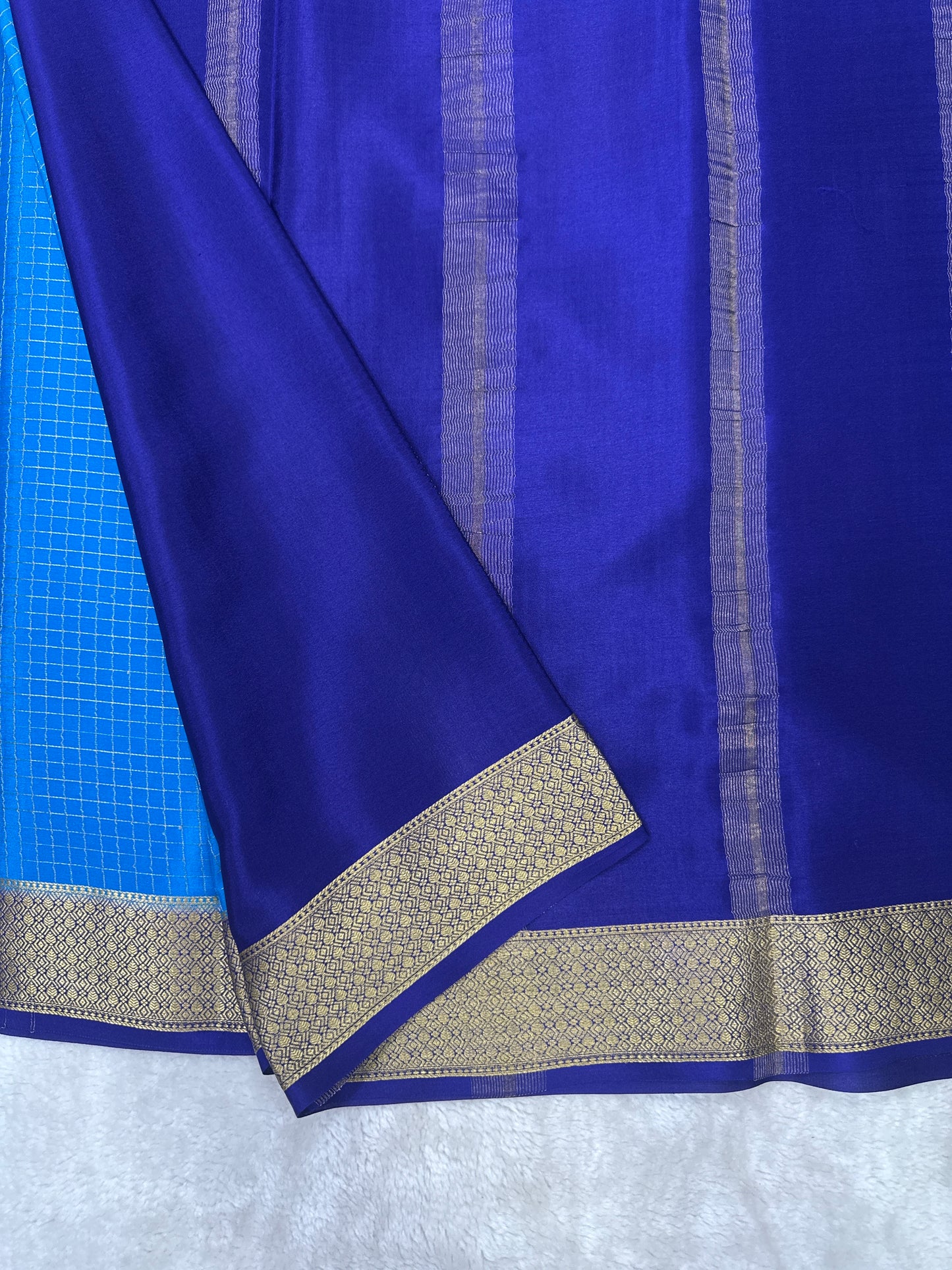 Pure Mysore crape silk mungi checks - 1145302