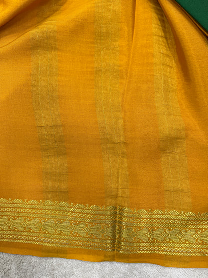 Pure crepe Mysore silk-Gatti Border & 9 By(1104001)