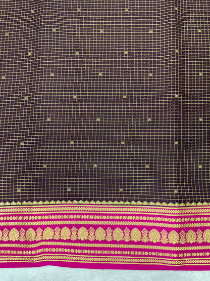 Pure crepe Mysore silk saree 12105103 (120gsm)