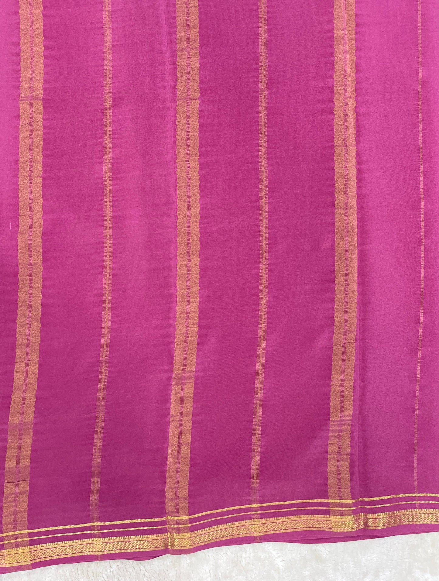 Two Line One Inch Border in Gold Lace Mysore silk saree In Self Light Pink Color
