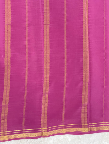 Two Line One Inch Border in Gold Lace Mysore silk saree In Self Light Pink Color