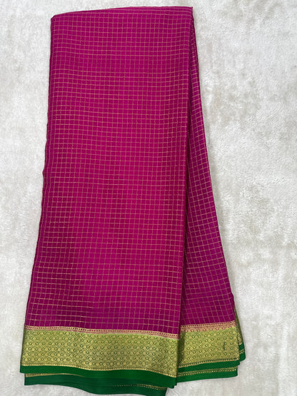 Pure Mysore crape sarees mungi checks Butta - 1145302