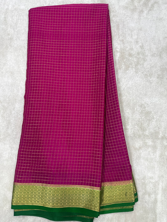 Pure Mysore crape sarees mungi checks Butta - 1145302
