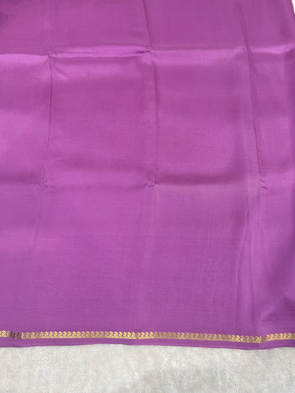 Pure Zari Mysore Silk Saree Paisely Border In Lavender With Self Color Blouse