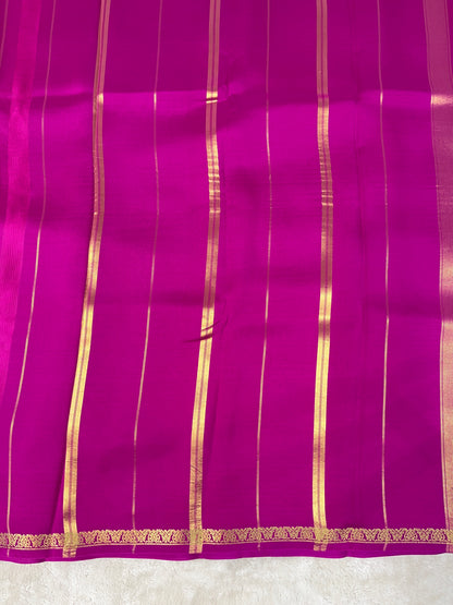 Pure Zari Mysore Silk Saree Heart Border In Pink With Self Color Blouse
