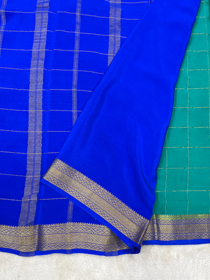 Sliver Based Mysore Silk Sarees in Checks Pattern