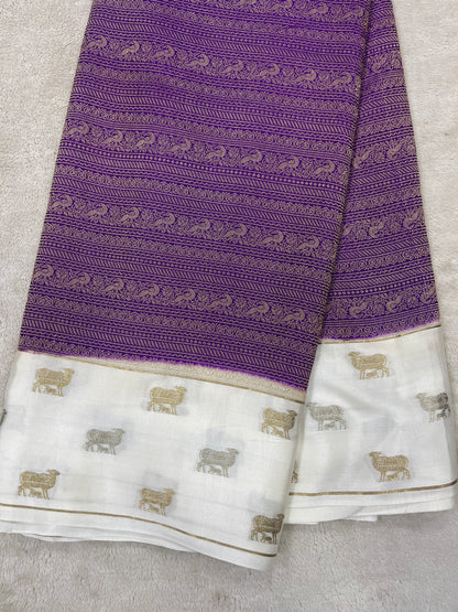 Pure crepe Mysore silk-Kad/Cow/Bor(15230701)