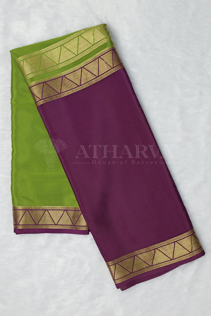 Light Green MYSORE SILK SAREE IN HALF AND HALF PATTERN