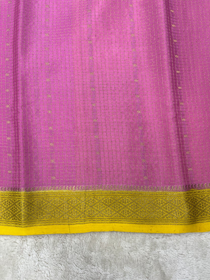 Pure Crepe Mysore Silk mungi checks butta  - 1145303