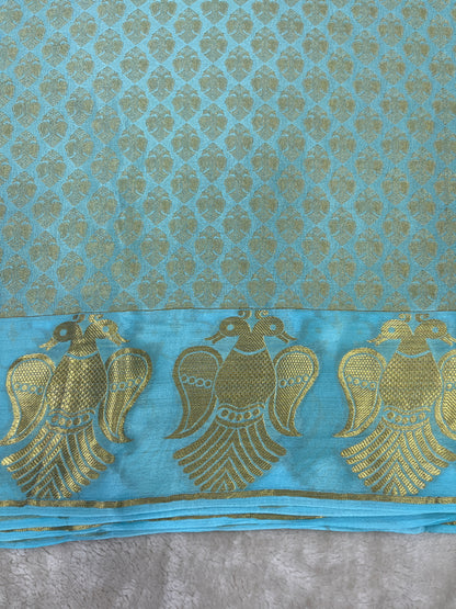Pure Crepe Mysore Silk garuda border - 1549113