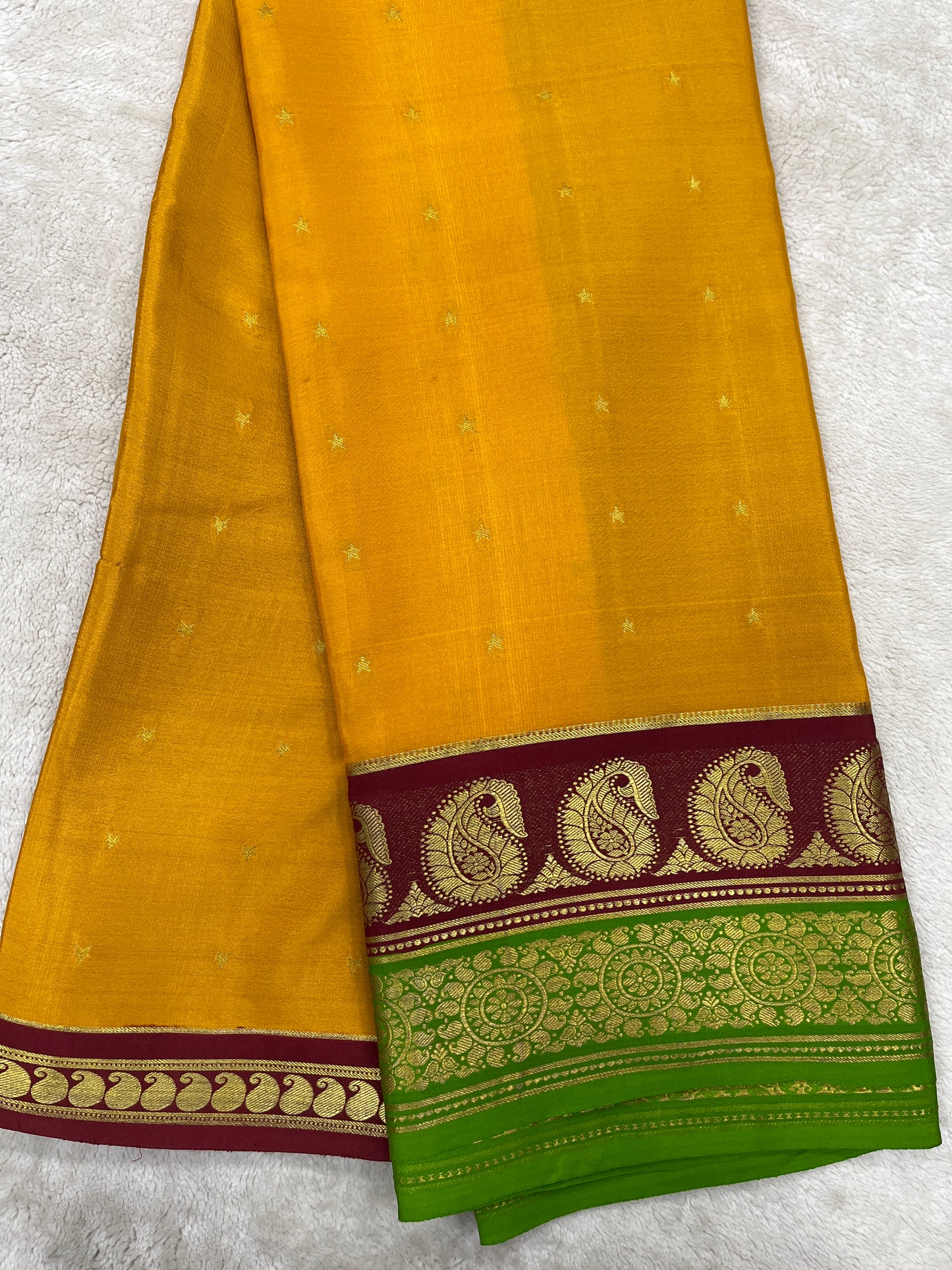 Pure crepe Mysore silk KSIC Mango(1100606)