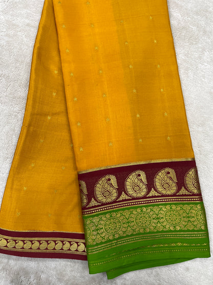 Pure crepe Mysore silk KSIC Mango(1100606)