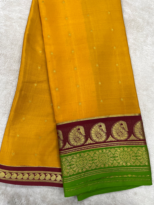 Pure crepe Mysore silk KSIC Mango(1100606)