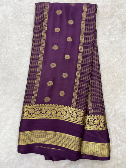 Pure crepe Mysore silk saree 12105001 (120gsm)