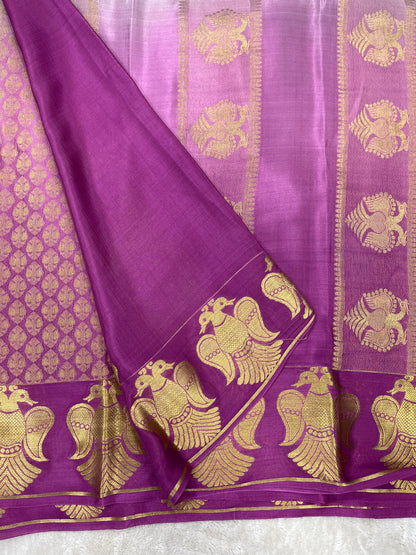 Pure Crepe Mysore Silk garuda border - 1549113