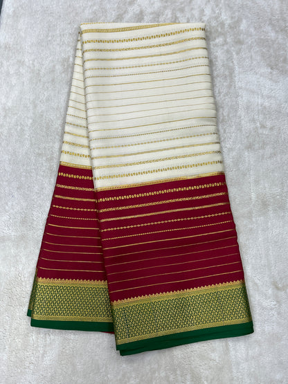 Pure Crepe Mysore Silk Bentex checks butta contrast - 2637795
