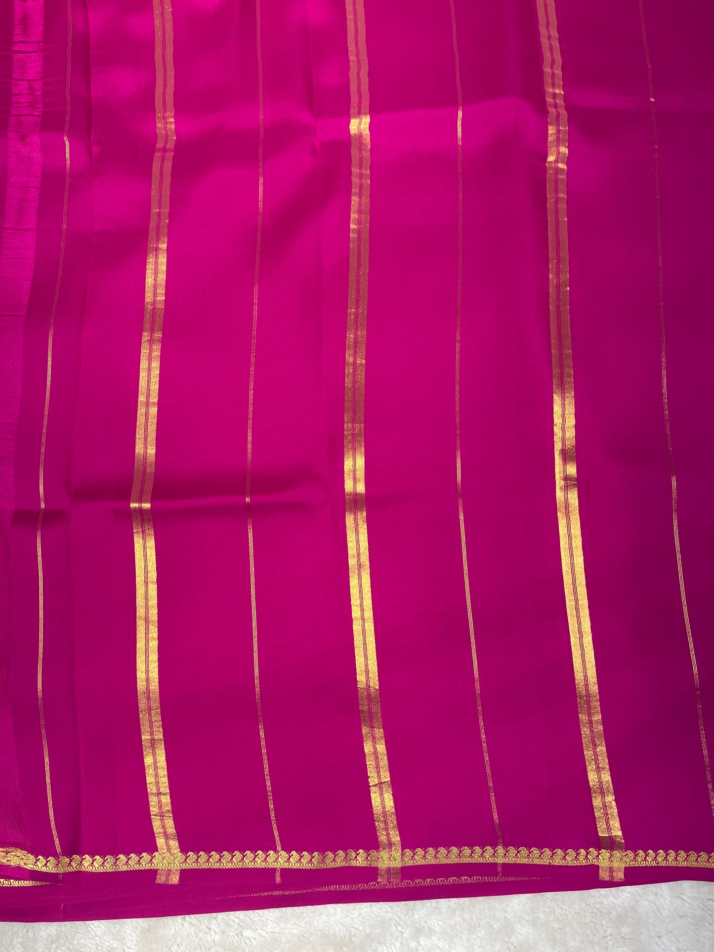 Pure Zari Mysore Silk Saree Paisely Border In Pink With Self Color Blouse
