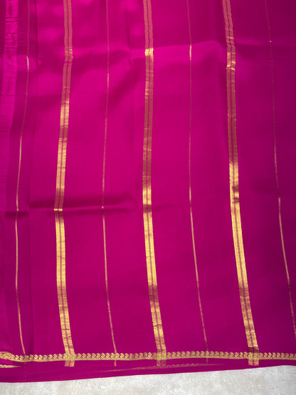 Pure Zari Mysore Silk Saree Paisely Border In Pink With Self Color Blouse