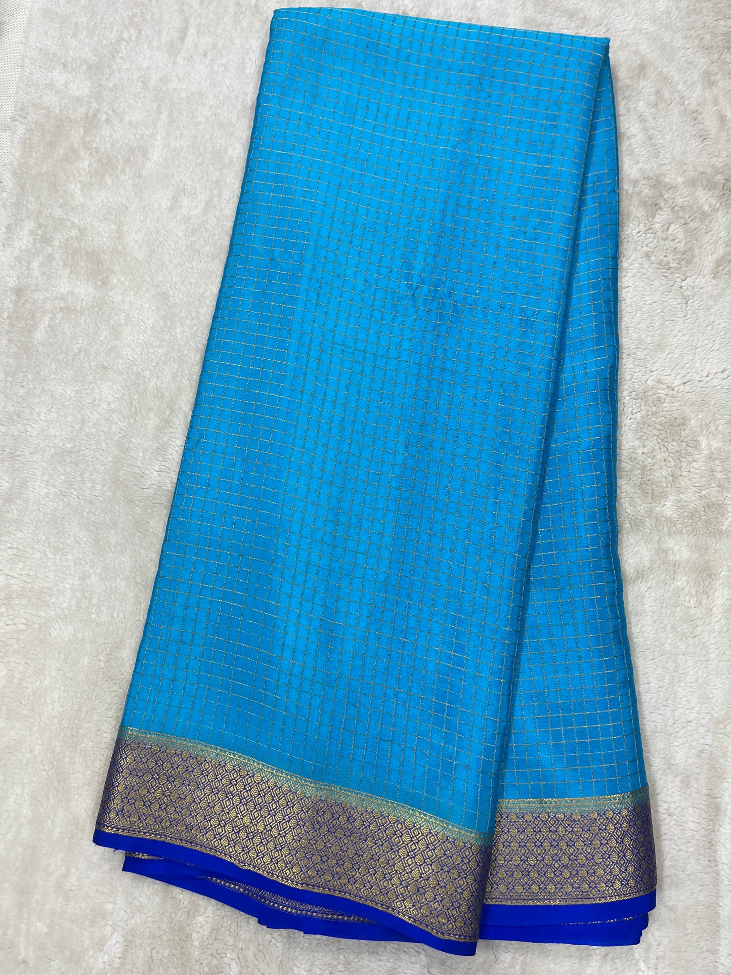 Pure Crepe Mysore Silk mungi checks butta  - 1145302