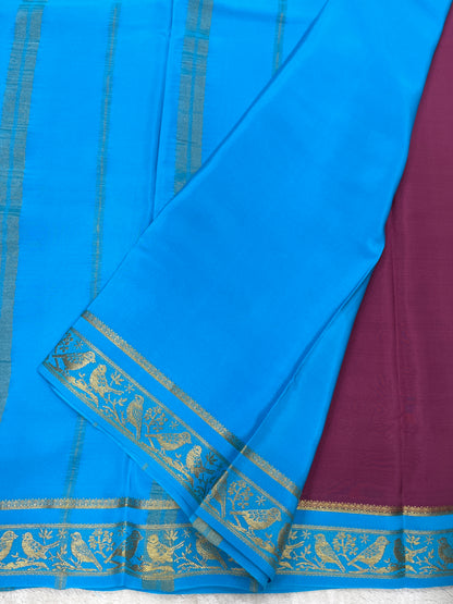 Silver Based Pure Mysore silk sarees in sparrow Border