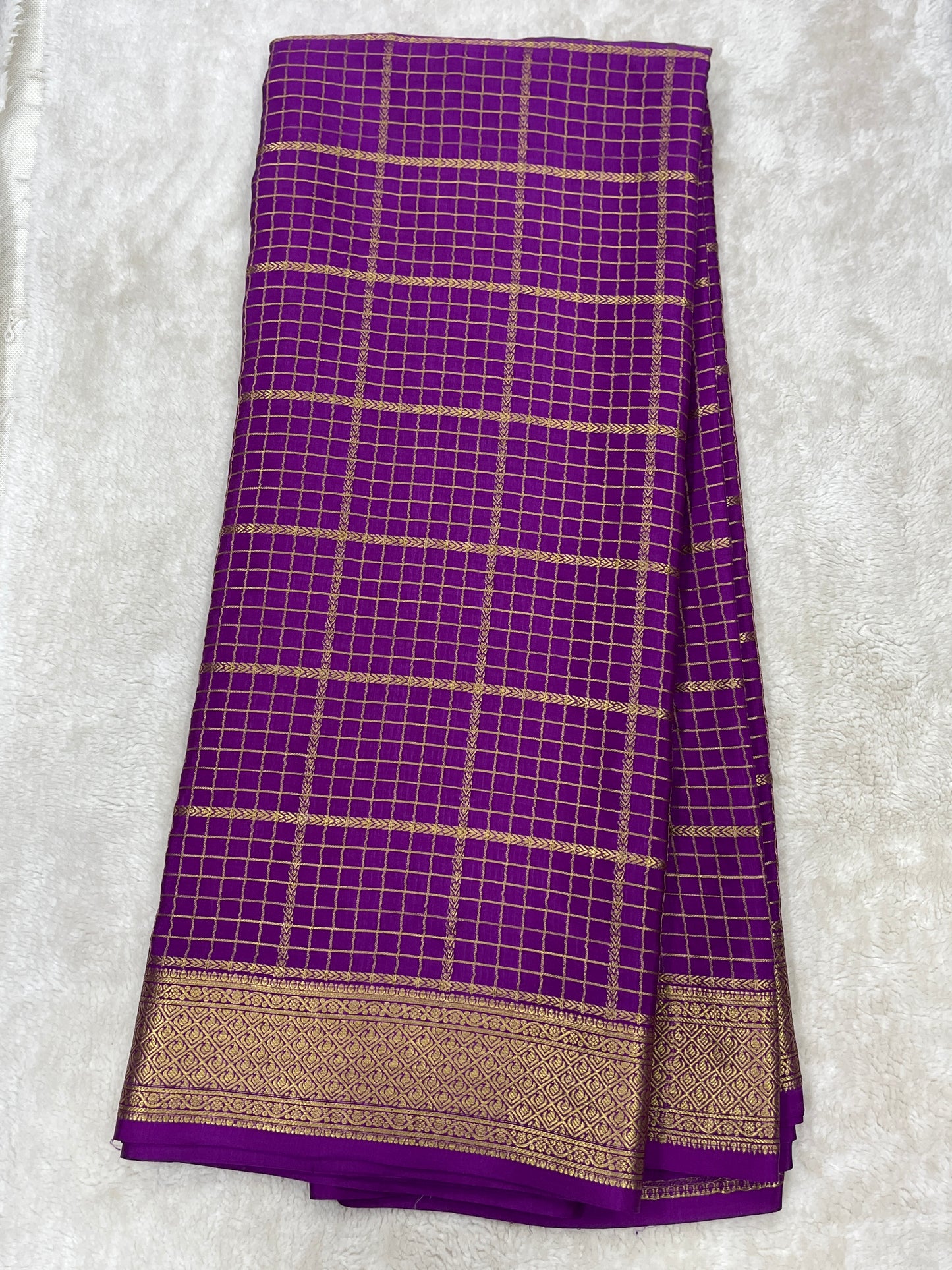 Pure Crepe Mysore Silk Multi checks  - 1145305