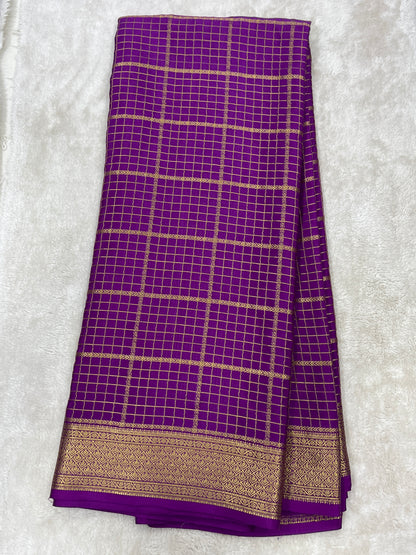 Pure Crepe Mysore Silk Multi checks  - 1145305