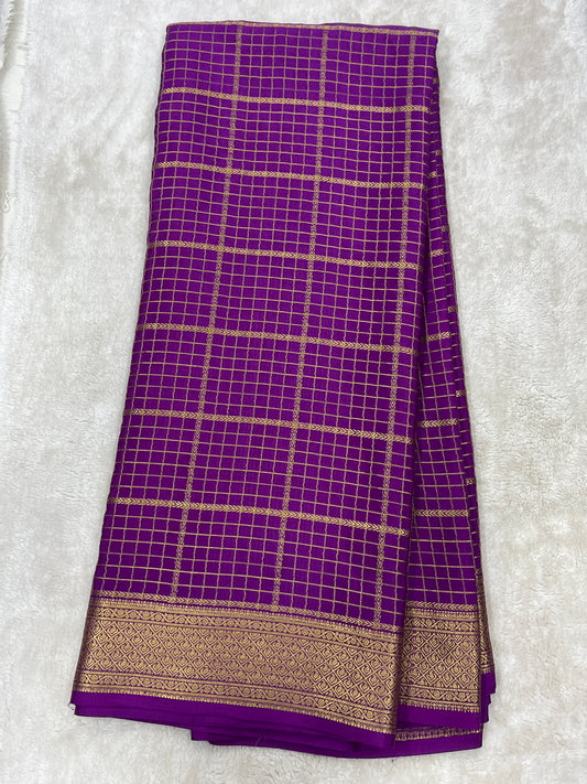 Pure Crepe Mysore Silk Multi checks  - 1145305