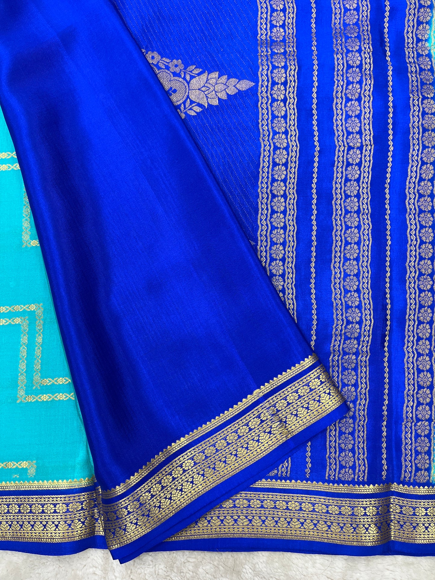 Pure Crepe Mysore Silk mix checks - 1145313