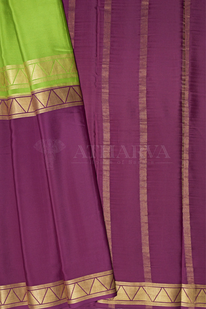 Light Green MYSORE SILK SAREE IN HALF AND HALF PATTERN