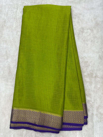 Pure Crepe Mysore silks saree mungi checks