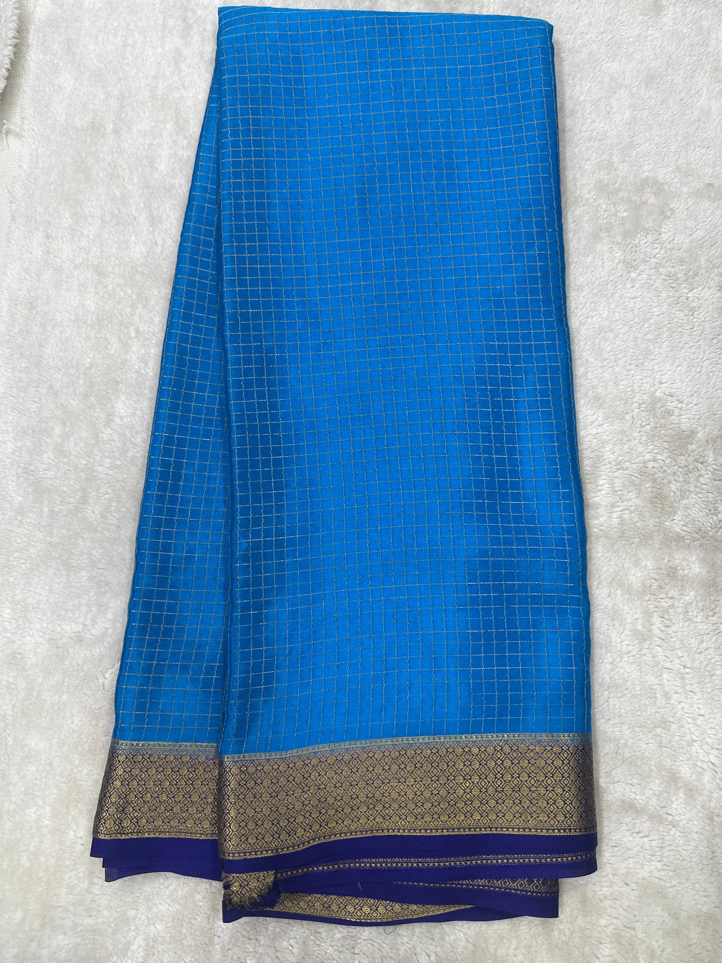 Pure Mysore crape silk mungi checks - 1145302