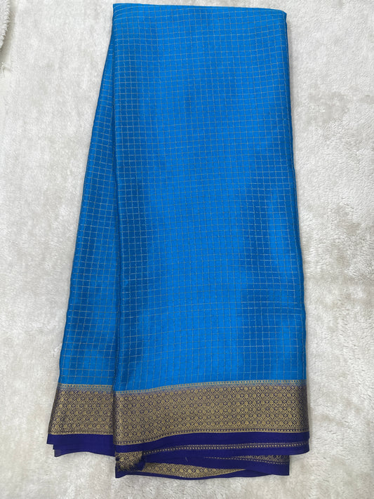 Pure Mysore crape silk mungi checks - 1145302