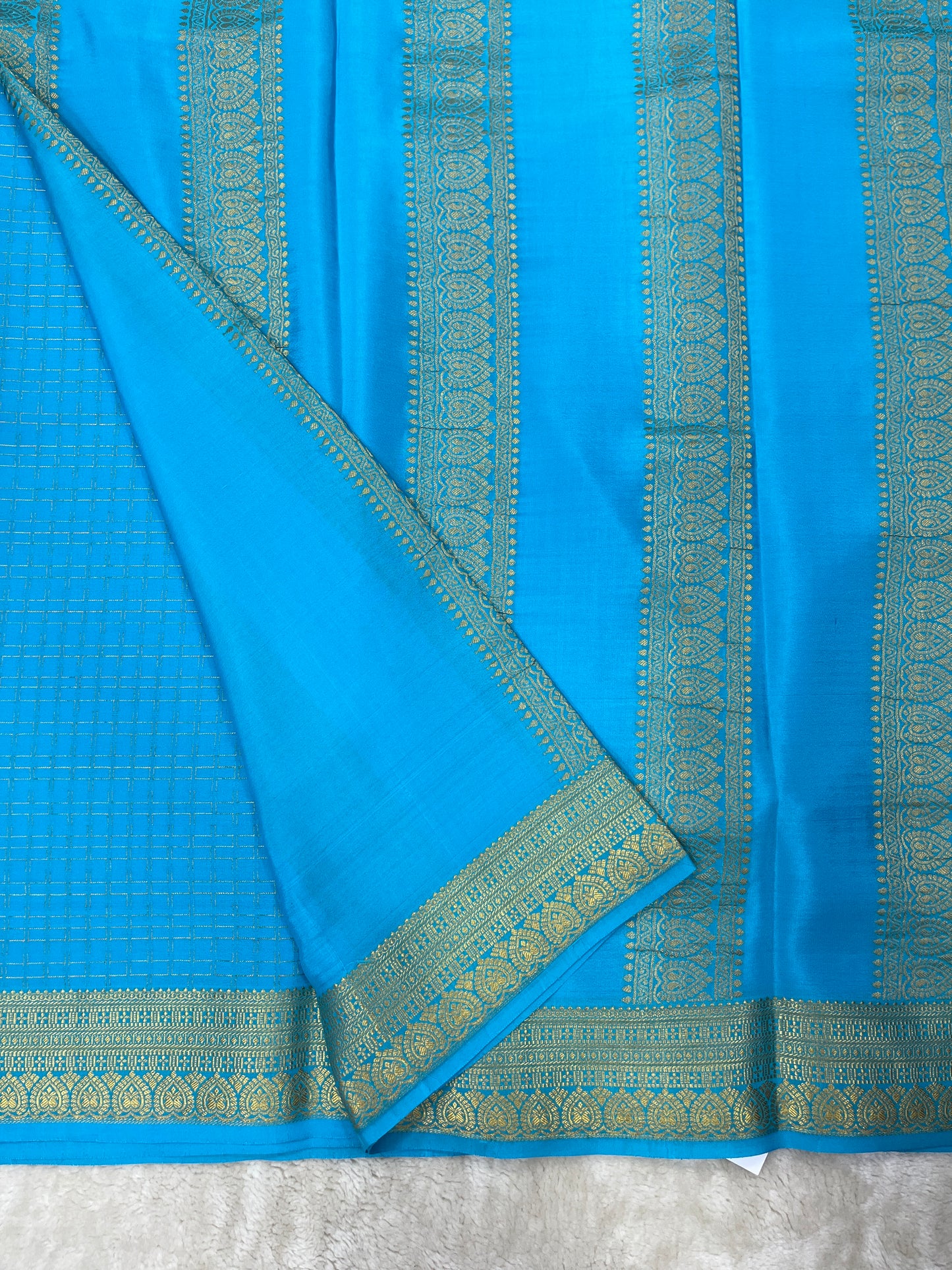 Pure Crepe Mysore Silk mungi checks butta  - 1145314