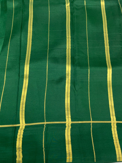 Pure Zari Mysore Silk Saree Bentex Border In Red With Green Contrast Color
