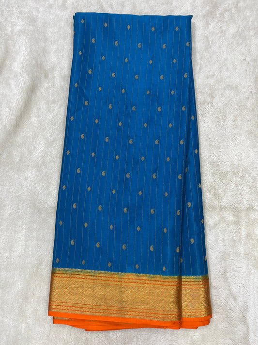 Pure Crepe Mysore Silk stripe mango Diamond butta  - 1145304