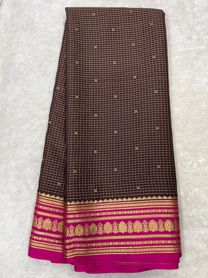 Pure crepe Mysore silk saree 12105103 (120gsm)