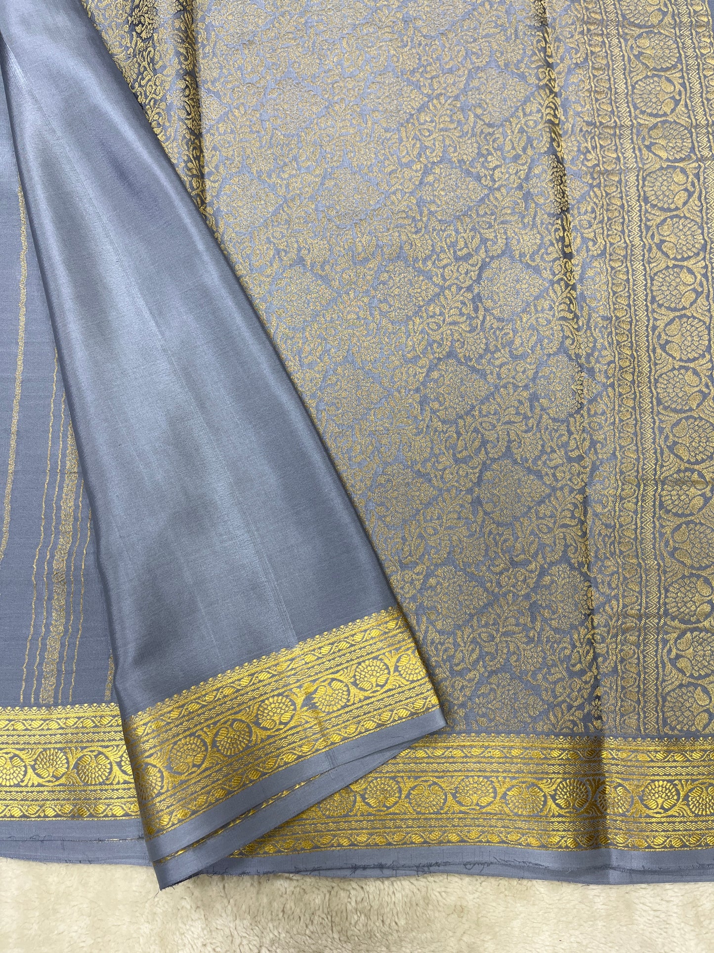 Pure Crepe Mysore Silk Dt strips - 1145306