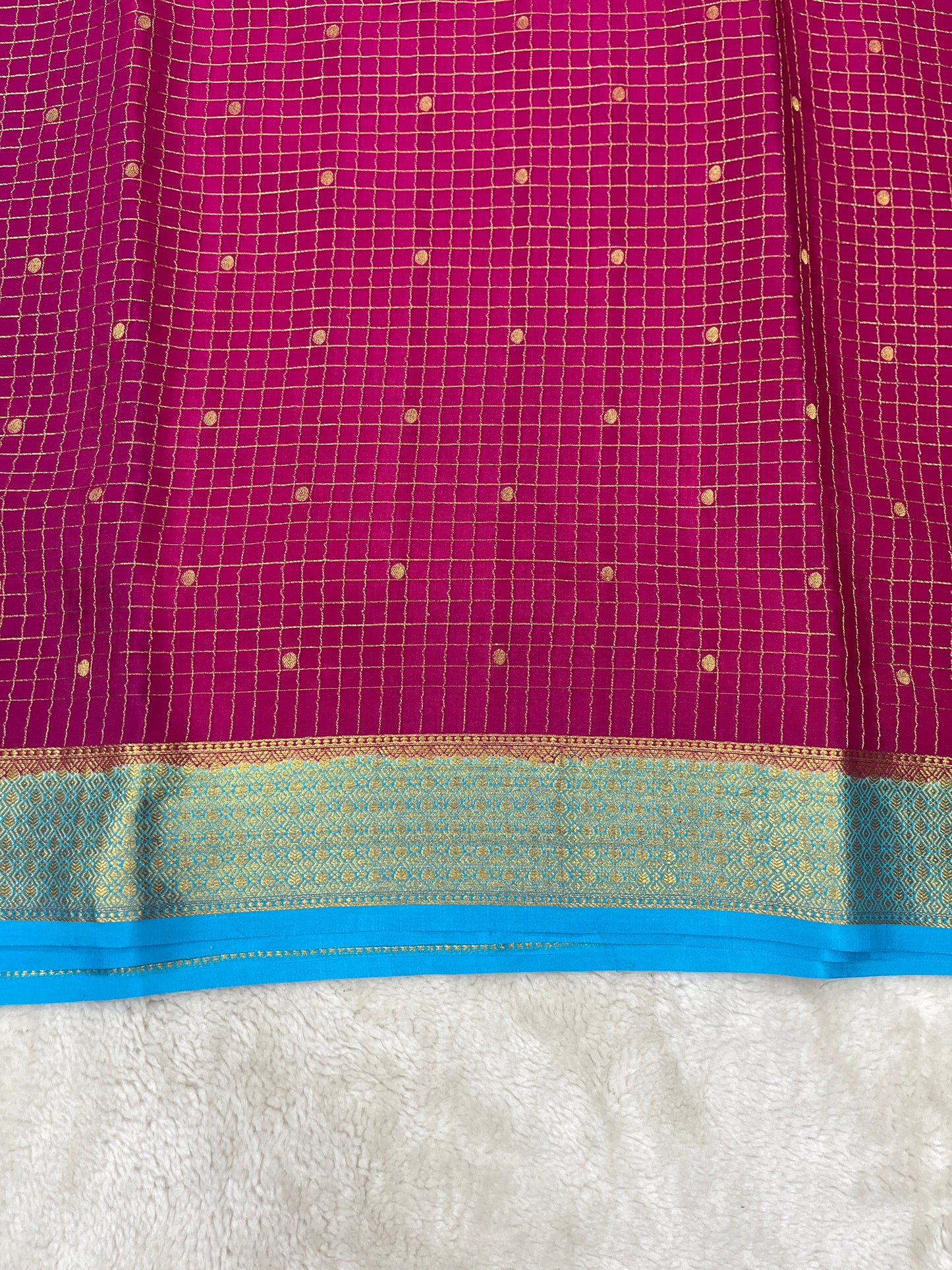 Pure Crepe Mysore Silk mungi checks Butta dt - 1145303