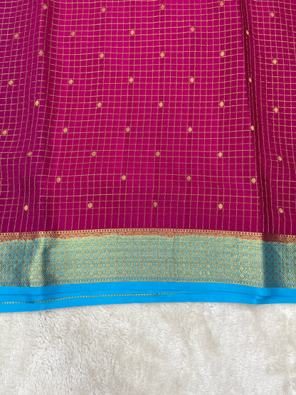 Pure Crepe Mysore Silk mungi checks Butta dt - 1145303
