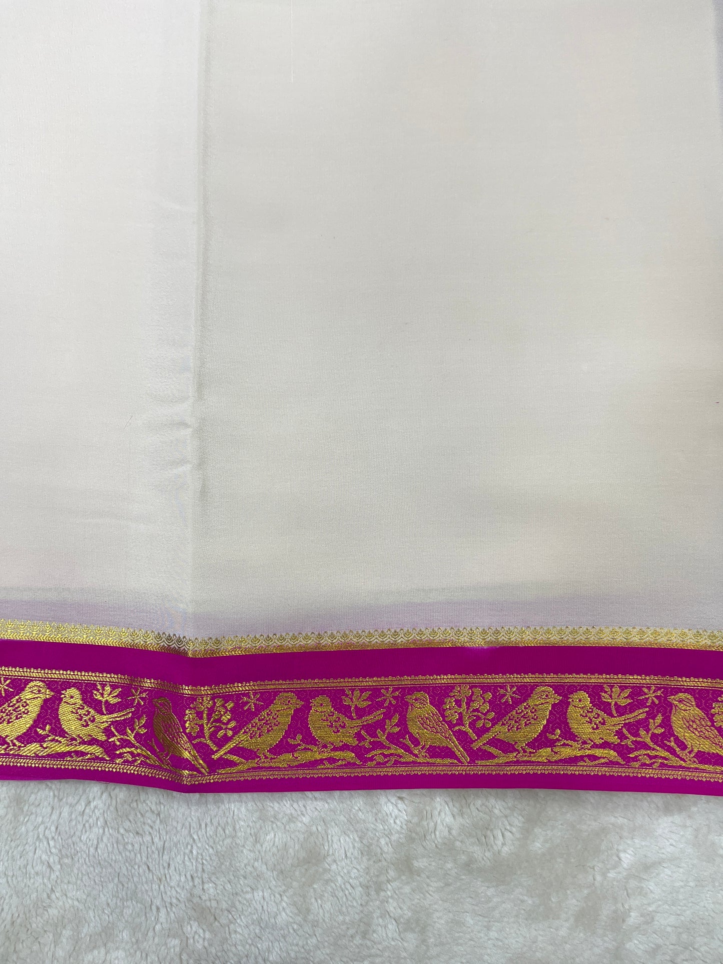 Silver Based Pure Mysore silk saree in Sparrow Border