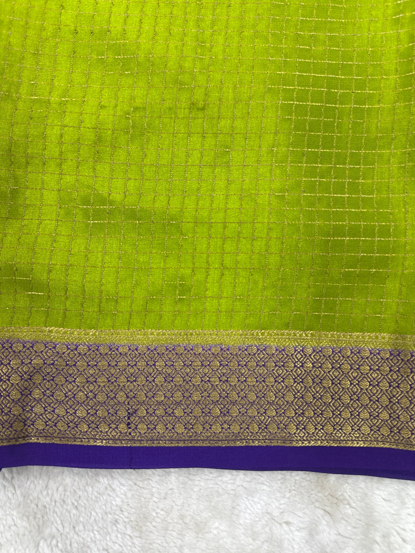 Pure Crepe Mysore silks saree mungi checks