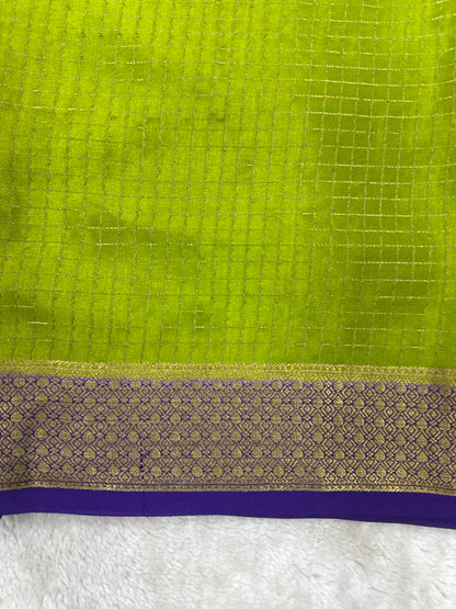 Pure Crepe Mysore silks saree mungi checks