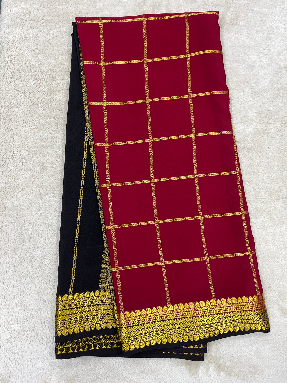 Pure Mysore Silk-Big Checks- 120GSM (1462531)