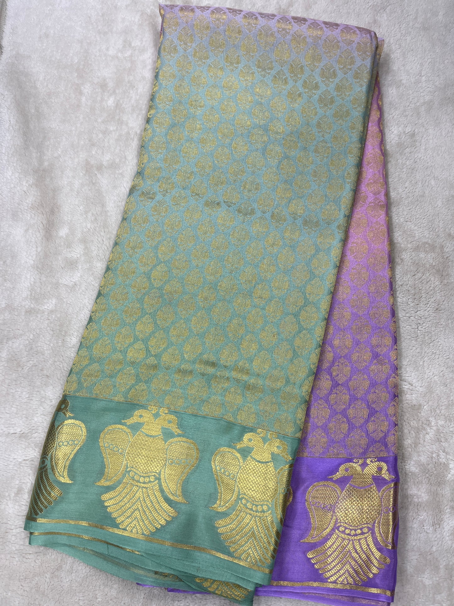 Pure Crepe Mysore Silk garuda border - 1549113