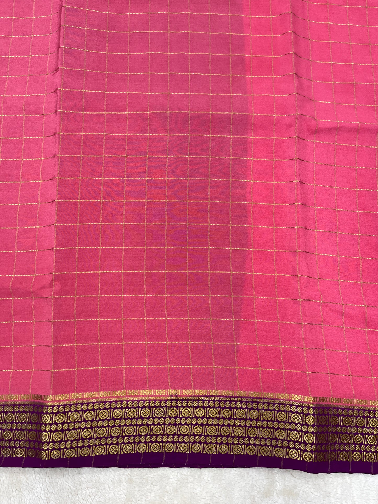 Silver Based Pure Mysore silk saree in Checks Pattern