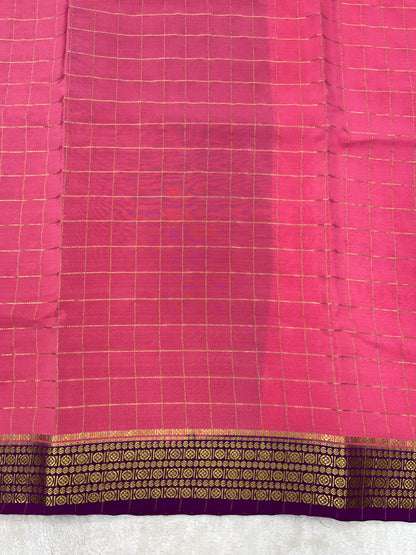 Silver Based Pure Mysore silk saree in Checks Pattern