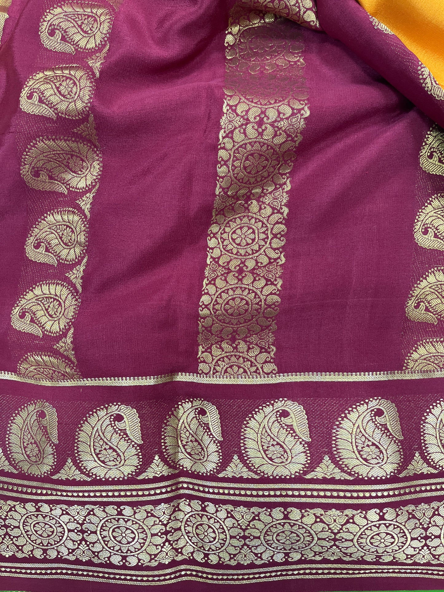 Pure crepe Mysore silk KSIC Mango(1100606)