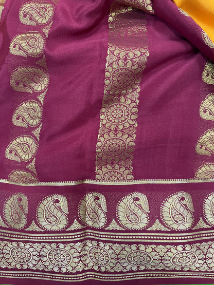 Pure crepe Mysore silk KSIC Mango(1100606)